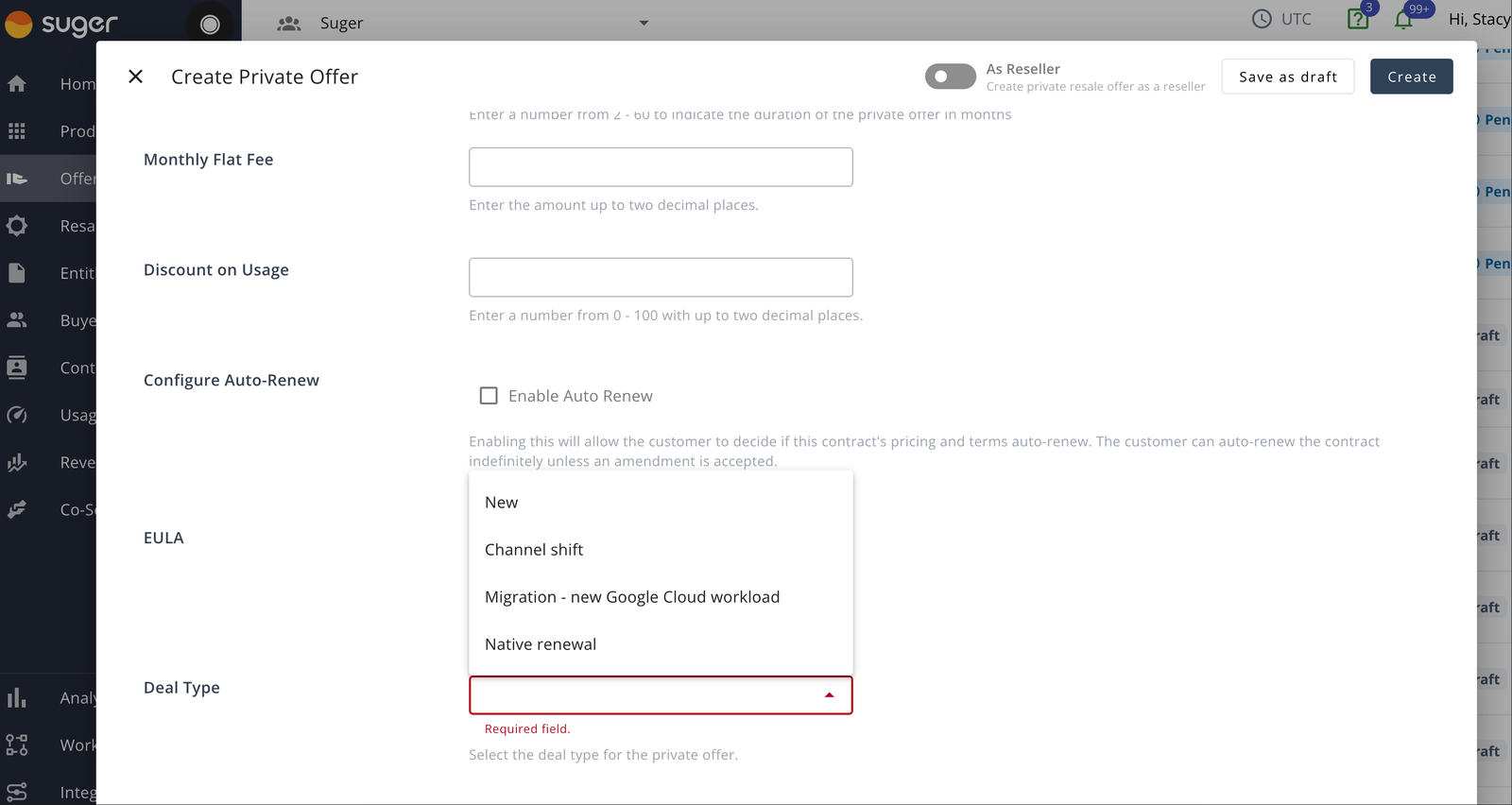 Vendor Net Revenue Schedule deal type in Fours — defining revenue split and payment schedule for GCP deals