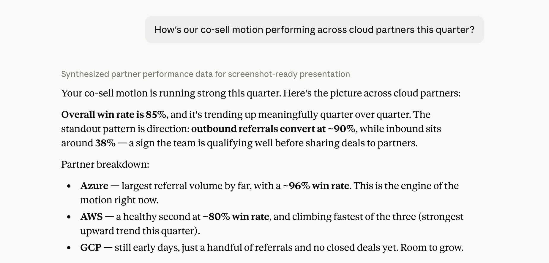 Fours Co-Sell MCP answering a natural-language co-sell query inside Claude / Cursor