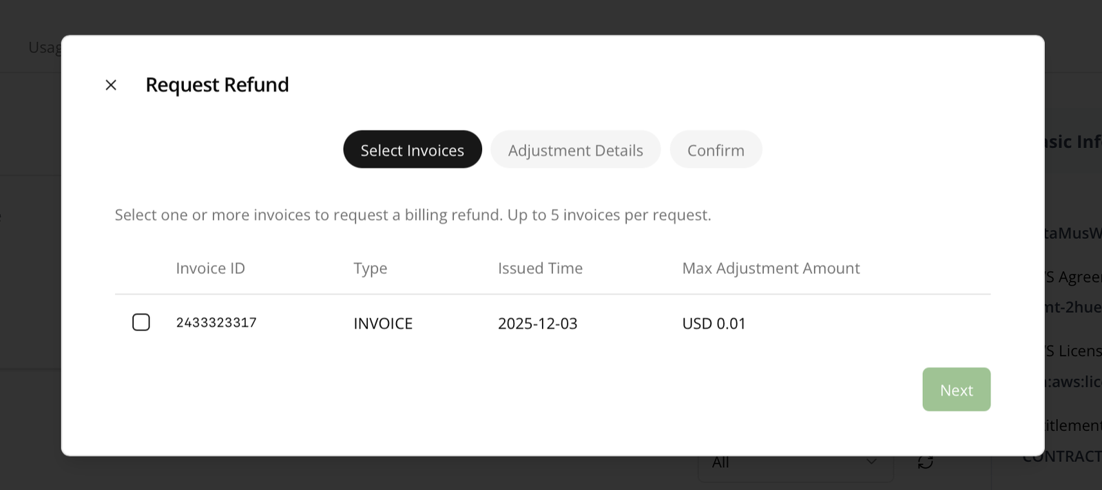 SCABA self-service billing adjustments in Fours